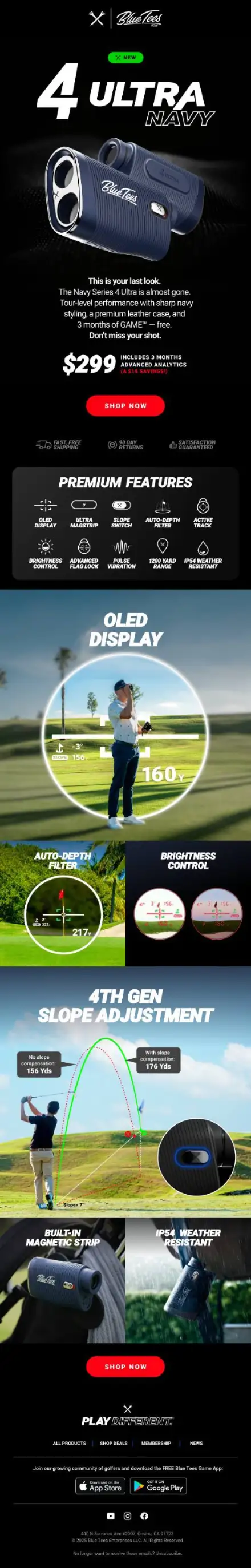 Blue Tees Golf email design